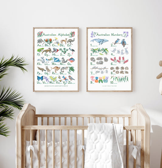 Australian Alphabet & Numbers Print Set